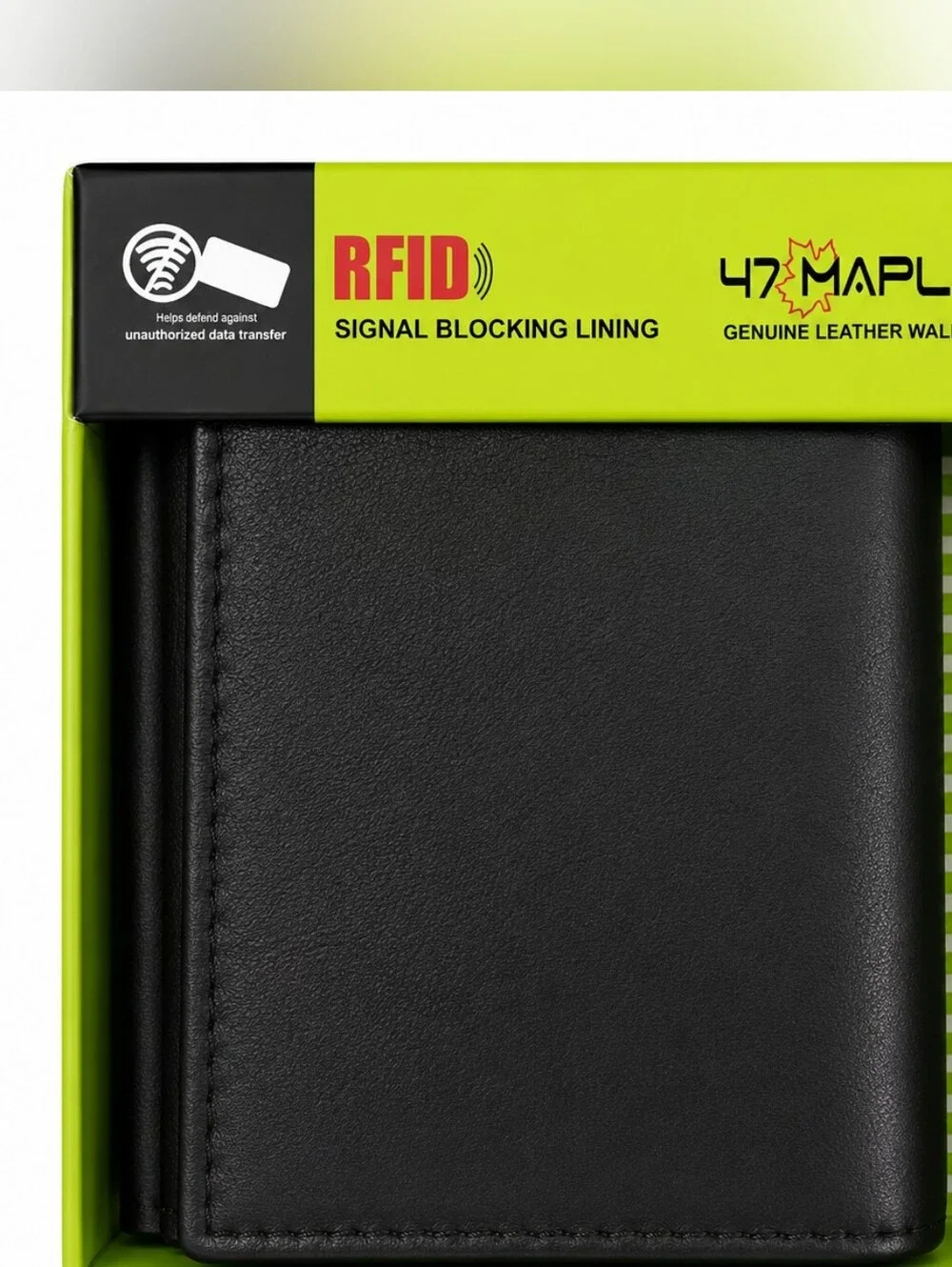 Mens Genuine Leather L-Fold Credit Card Black Wallet With Rfid Blocking Security